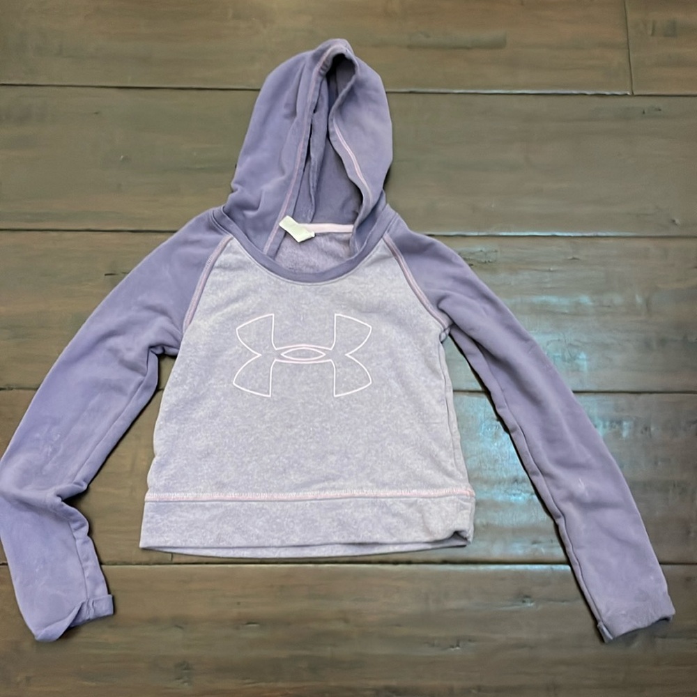 Under Armour, little girl, hooded purple sweatshirt hoodie